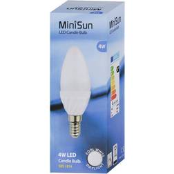 MiniSun 4W SES/E14 Frosted Candle Bulb In Daylight/ Cool White