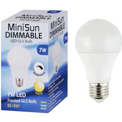 MiniSun 7W ES/ E27 Frosted GLS Bulb In Warm White Dimmable
