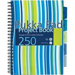 Pukka Pad Stripes Wirebound Hardback Project Notebook 250 Pages A4 3-pack