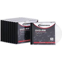 Innovera 46846 DVD-RW Discs, 4.7GB, 4x, with Slim Jewel Cases, Silver, 10-Pack