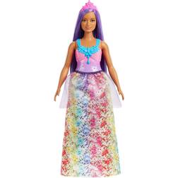 Mattel Barbie Dreamtopia Princess Doll (Curvy, Purple Hair) with Sparkly Bodice, Princess Skirt and Tiara, Toy for K