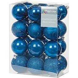 Premier Decorations 24 x 60mm Midnight Blue Balls Christmas Tree Ornament
