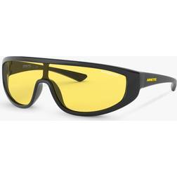 Arnette AN4264 Wrap Sunglasses, Matte Black/Yellow