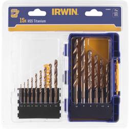 Irwin IW3038501 HSS Titanium Metal Drill Bit Set, 15 Piece