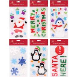Set of 6 x Christmas Xmas Rectangle Window Gel Jelly Stickers Decals Decorations