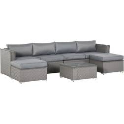 OutSunny 860-147 Outdoor Lounge Set, 1 Table incl. 2 Sofas