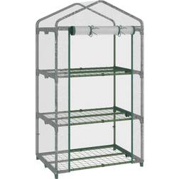 OutSunny 3 Tier Mini Greenhouse Grow With Roll Up Door 69X49X125Cm Clear