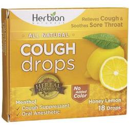 Herbion All Natural Cough Drops Honey Lemon 18 Drops