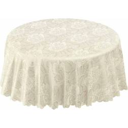 & Sons Cloth Damask Rose 63" Cream Tablecloth Pink, White, Green