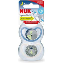 Nuk Night Space Soothers Blue 6-18 Months