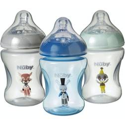 Nuby Decorated Combat Colic Bottles 3 pk, Blue