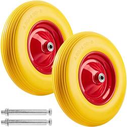 tectake 2 Solid rubber trolley wheels yellow