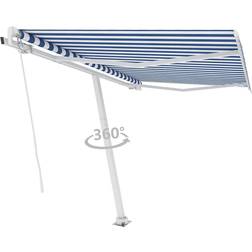 vidaXL Freestanding Manual Retractable Awning 300x250 Blue/White Shelter