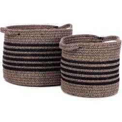 Kidsdepot black Baskets Set 2 Cotton Rope Black Storage Woven Basket
