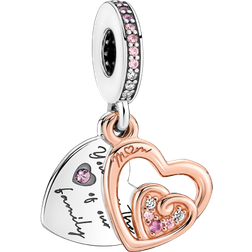 Pandora Entwined Infinite Hearts Double Dangle Charm - Silver/Rose Gold/Pink/Transparent