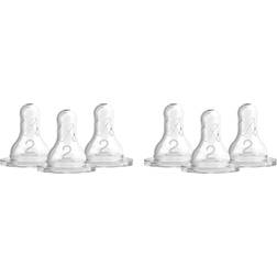 Dr. Brown's 6-Pack Standard-Neck Stage 2 Medium Flow Nipples Clear Clear Stage 2