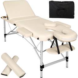 tectake Massage table 3 zone with carry back and bolsters beige