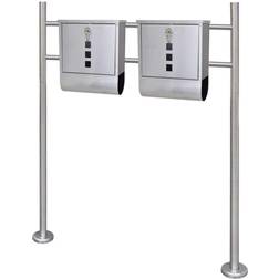 vidaXL Double Mailbox on Stand Stainless Steel Silver