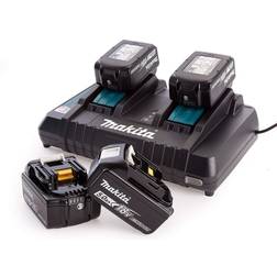Makita Dual Port Charger with Four BL1850B Batteries