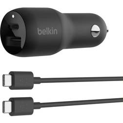 Belkin Dual Car Charger with PPS 37W USB-C Cable with Lightning Connector