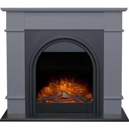 Adam Chesterfield Electric Fireplace Suite in Grey & Charcoal Grey, 44 Inch
