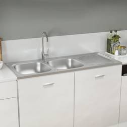 vidaXL Kitchen Sink with Double Sinks