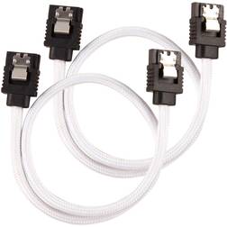 Corsair Premium Sleeved SATA Data Cable Connectors_ White_ 30cm