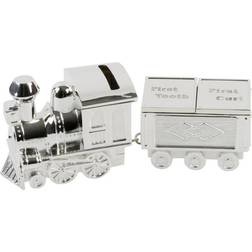 Bambino Silver Plated Train Money Box with 1st Tooth Curl