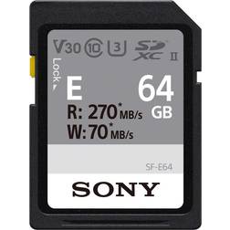 Sony E series SDXC UHS-II Card 64GB, V30, CL10, U3, Max R270MB/S, W70MB/S (SF-E64/T1)