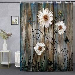 Miffrank Rustic Floral Shower Curtain Set 1278840718