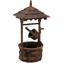 OutSunny Wood Garden Wishing Well Fountain Barrel Waterfall with