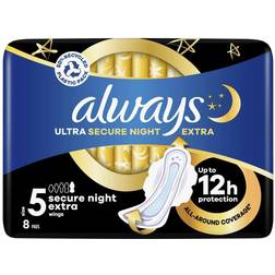 Always Ultra Sanitary Towels Secure Night Extra Size Wings 10-pack
