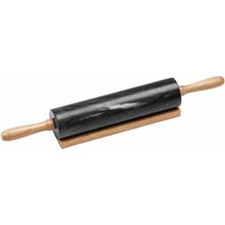 Premier Housewares Marble Rolling Pin Wood Handles with Stand Rolling Pin