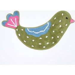 Homescapes Cotton Tufted Washable Green Bird Kids Rug