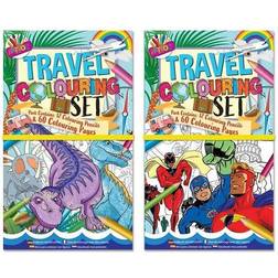 Children Travel Colouring Book Set with 12 Colouring Pencils/Dinosaurs &amp; Superheroes