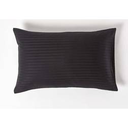 Homescapes Black Egyptian Satin Stripe Housewife 330 Thread Count Pillow Case Black