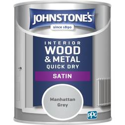 Johnstones Interior Wood Metal Quick Dry Satin Paint Wood Paint Grey 0.75L