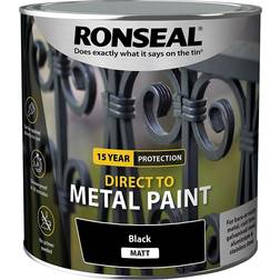 Ronseal 15 Year Direct To Metal Paint - Matt Wood Paint Black 2.5L