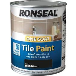 Ronseal One Coat High Gloss Tile Paint Wood Paint Black 0.75L