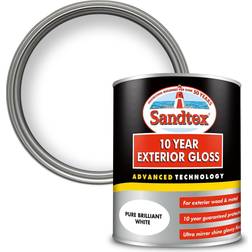 Sandtex 10 Year Exterior Gloss Paint Pure Brilliant Metal Paint White 0.75L