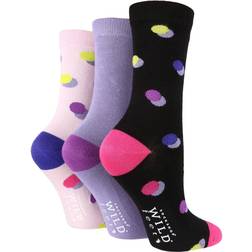 Wildfeet 3Pk Jacquard Socks For Ladies Charcoal Thick Stripe