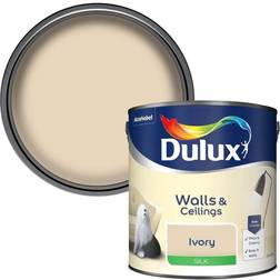 Dulux Walls & Ceilings Ivory Cream Silk Wall Paint, Ceiling Paint 2.5L