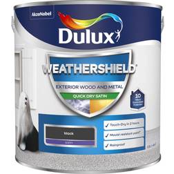 Dulux Weathershield Exterior Quick Dry Satin Paint Wall Paint Black 2.5L