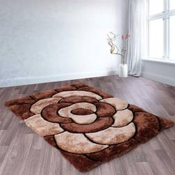 3D Carved Rose Soft Silky Shaggy Brown