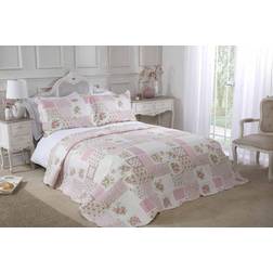 Emma Barclay Cotswold Floral Patchwork Bedspread Beige, Pink