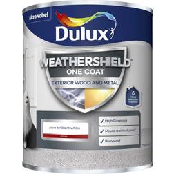Dulux Trade Weathershield One Coat Gloss Pure Wood Paint, Metal Paint White 0.75L