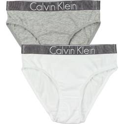 Calvin Klein Girl's Bikini Brief - Grey Heather/White