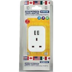 Status Intercontinental Travel Adaptor with Two USB Ports White
