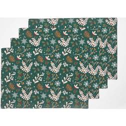 Homescapes Festive Forest Green Place Mat Green