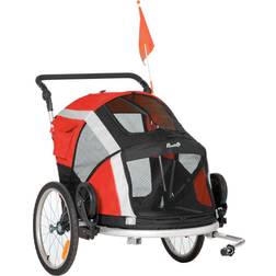 Pawhut Two-in-one Dog Bicycle Trailer With Safety Leash Reflectors